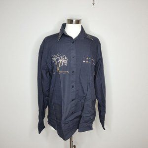 Doodle Black Embellished Palm Tree Blouse M